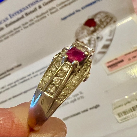 14K DIAMOND / RUBY RING /SZ 7 INCL AIG GEM REPORT APPRAISAL - Picture 11 of 14